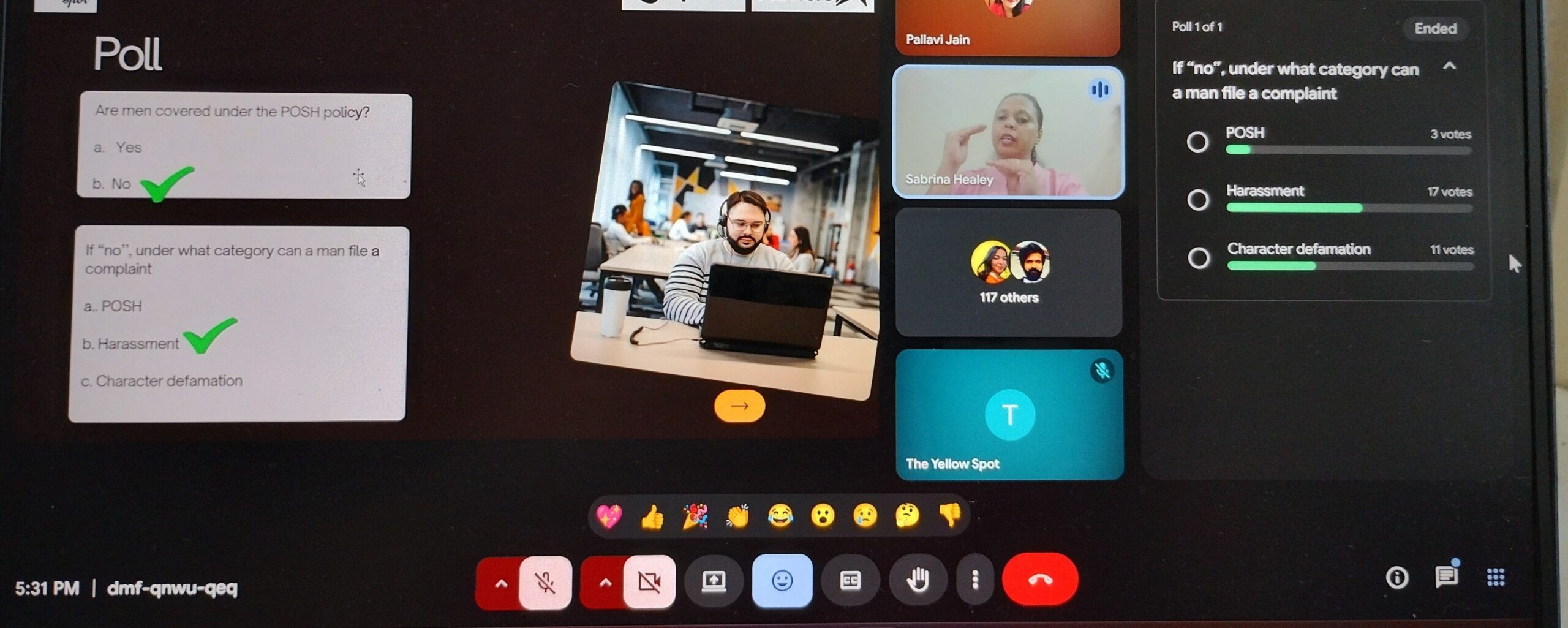 A virtual POSH Training session