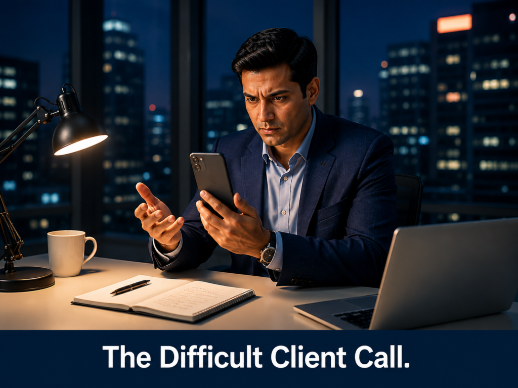 An emotionally intelligent person will handle a difficult client call with calm and maturity without loosing cool
